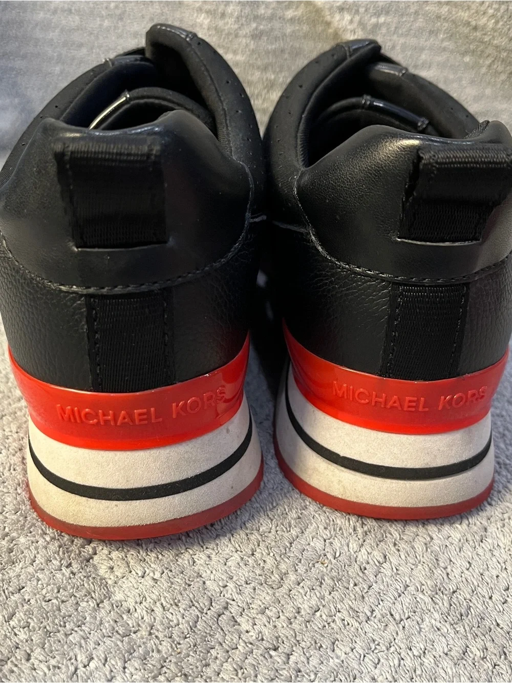 Michael Kors black and red teddi sneakers excellent women’s size 8